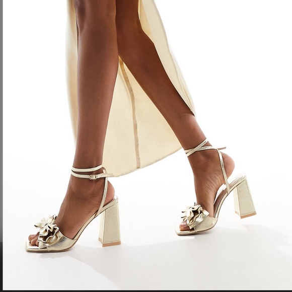 Gold platform bow heels - Be Mine Veronika heeled sandals in gold from ASOS - Picture 3 of 3